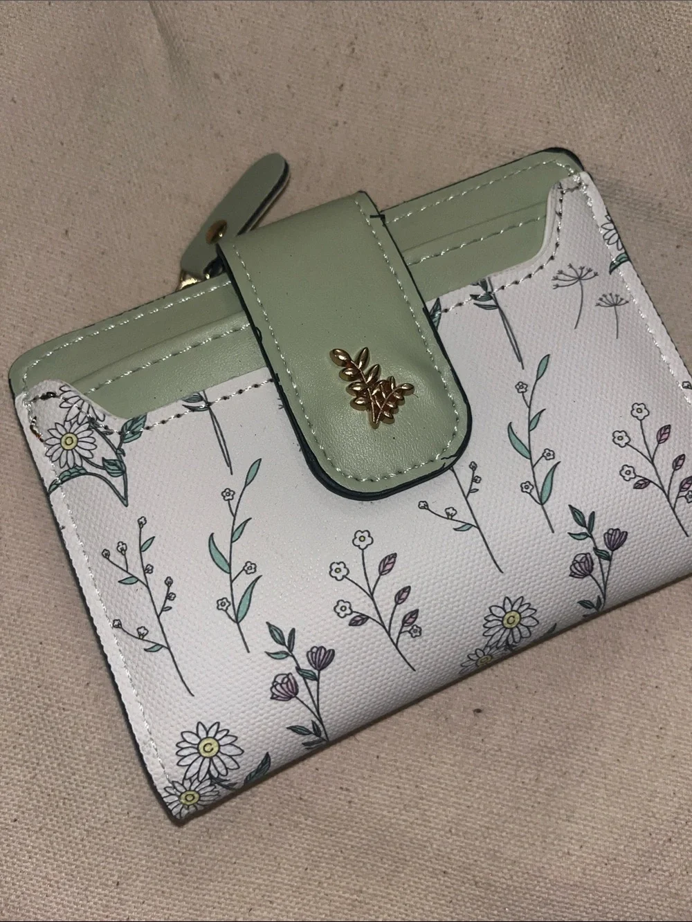 Floral Print Mini Wallet with Mint Trim and Pink Pebbled Cardholder BNWOT 114